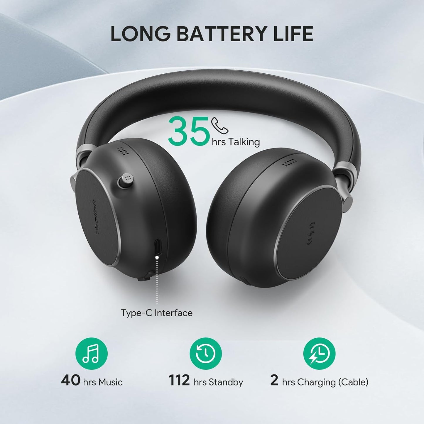 Yealink BH76 (2022 Old Edition) Wireless Headset Active Noise Cancelling (ANC) Bluetooth Headphone with Retractable Mic-Boom, Teams Certified On-Ear Headphone, up to 35h Talking Time, USB-A Dongle