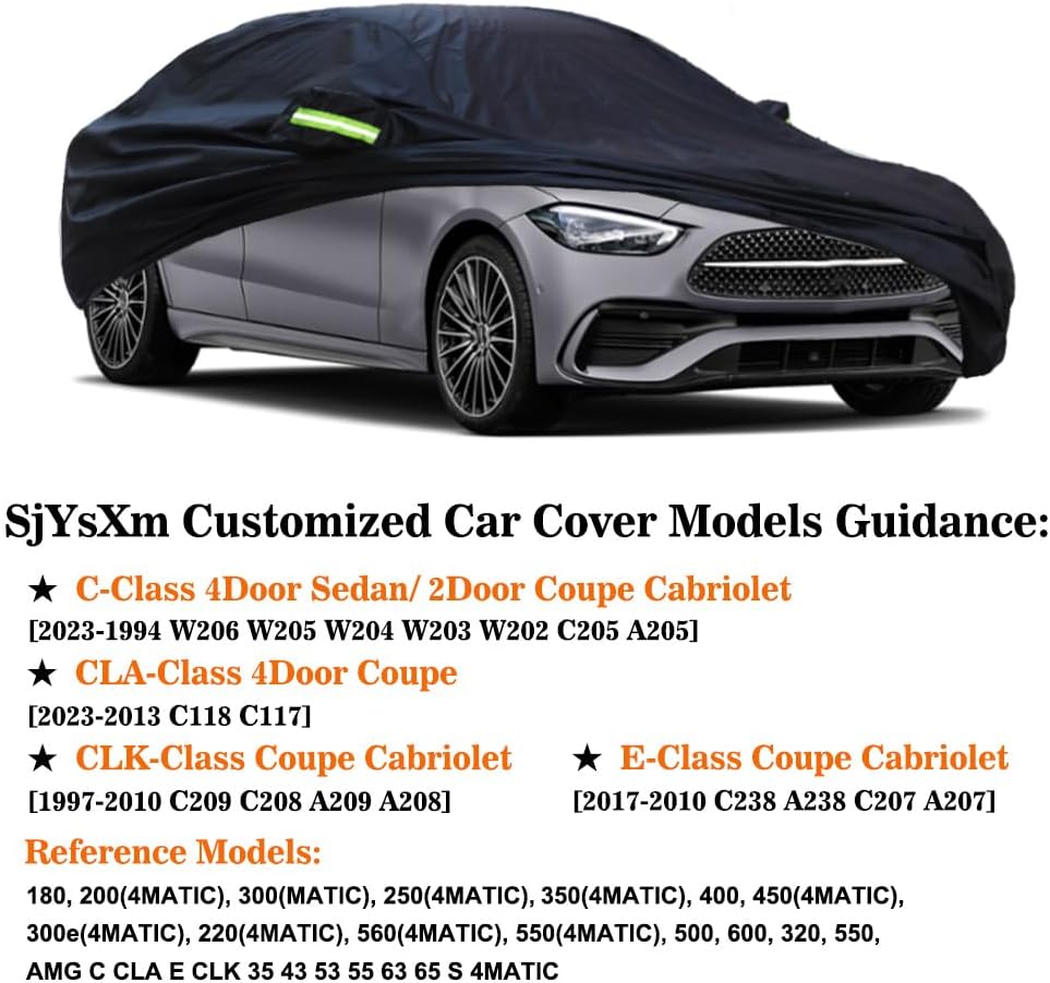 Car Cover Compatible with Mercedes-Benz C-Class 1994-2025 Sedan Coupe Cabriolet/CLK CLA CLE Coupe Cabriolet, Waterproof Covers with Cotton Lining, All Weather Rain Sun Snow UV Cover for Outdoor
