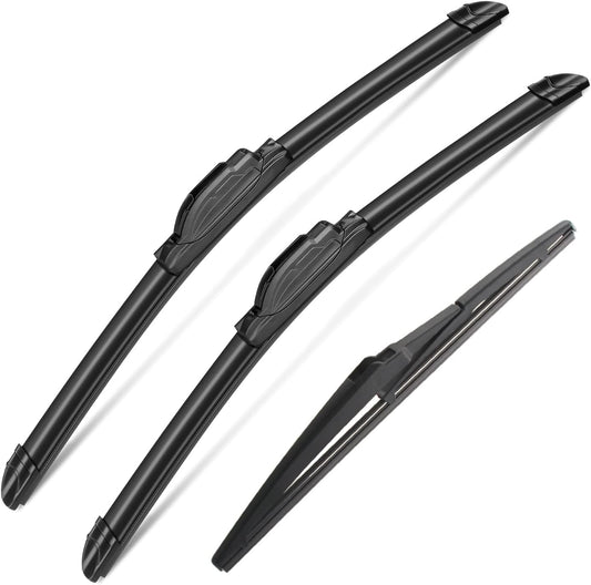 3 Wipers Set for Mitsubishi Mirage 2014-2020, Windshield Wiper Blades Original Equipment Replacement Front and Rear- 24"/16"/12A" (Pack of 3) J- HOOK