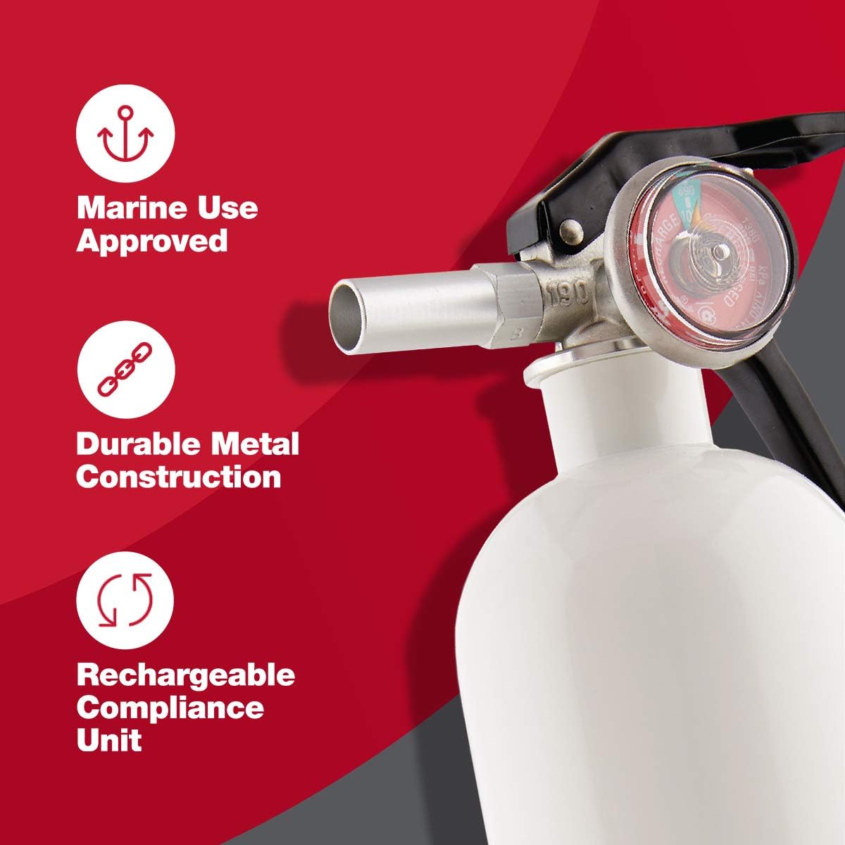 First Alert Fire Extinguisher for Car & Marine Use, UL RATED 10-B:C, AUTOMAR10 FE10GR, White, 1-Pack