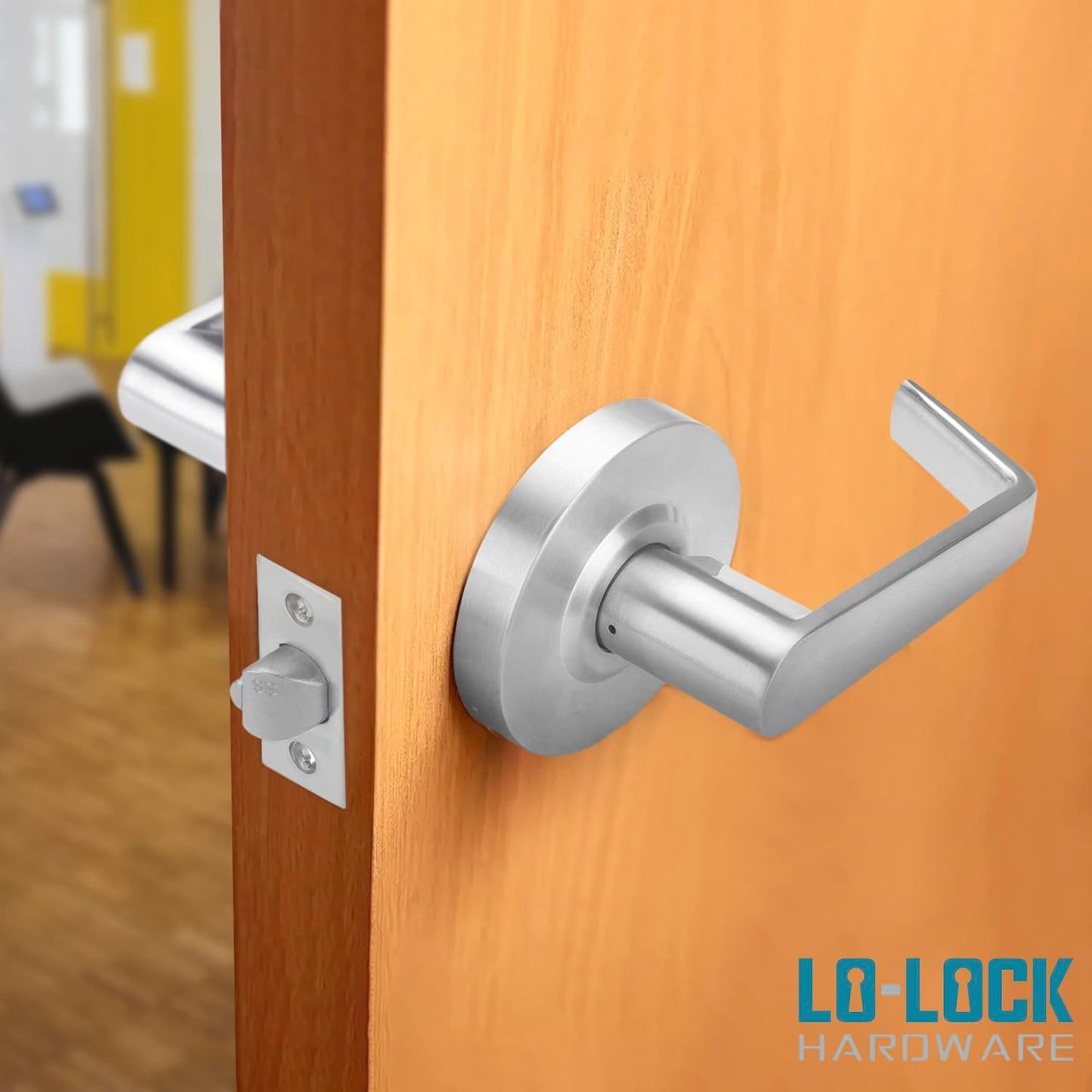 Commercial Lever Door Lock - Heavy-Duty Locking Door Handle, ADA Door Handles, Cylindrical Lever Lock, Non-Handed Grade 2 Industrial Door Handle, 26D Satin Chrome, Storeroom Function