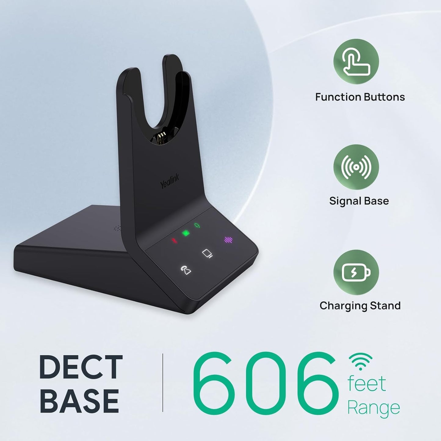 Yealink WH64 DECT & Bluetooth Dual UC Zoom Wireless Headset, 606 ft Range On Ear Work Headphones with 3X Noise Cancelling Mic, 32H Talk Time, Ringer, Office Headsets for Desk Phone, PC,Cellphone