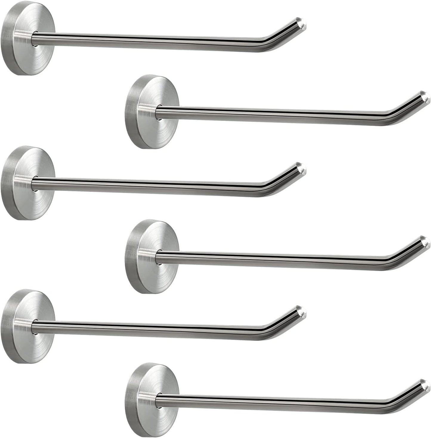 NearMoon Coat Hooks, Wall Hooks for Hanging Hat Hurse Robe, 304 Stainless Steel Heavy Duty Towel Hangers for Bathroom Livingroom Hotel Kitchen Garage, 6 Pack (6 Inch, Brushed Nickel)