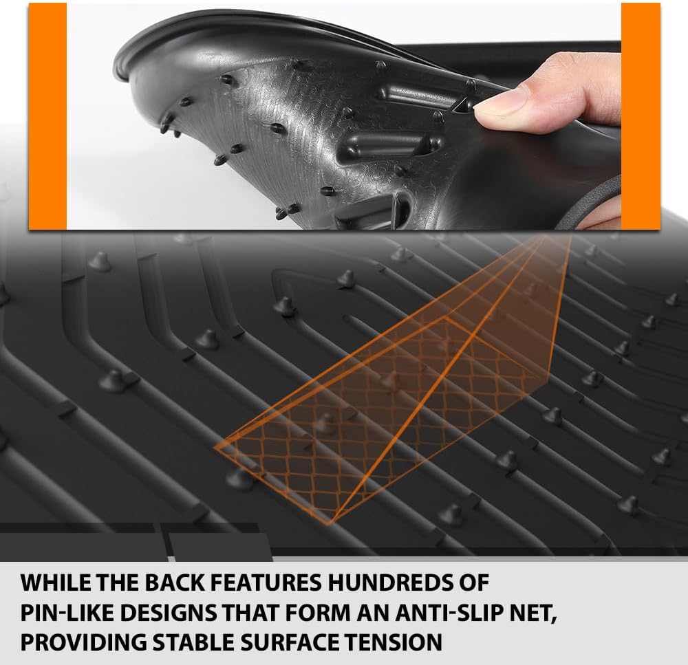 G-PLUS Floor Mats Compatible with Dodge Ram 2009-2018 Truck Crew Cab/Not Fit Quad Cab All Weather Full Cover Protection 1st & 2nd Row Liner TPE Black