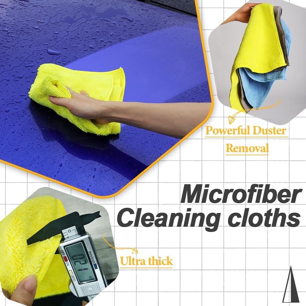 Microfiber Cleaning Cloths Car Interior & Exterior,Highly Absorbent Cloth,Car Wash Rags Lint Free and Reusable，Cleaning Rag for House,Kitchen,Bathroom,Office,16"x16"|Yellow 6-Pack