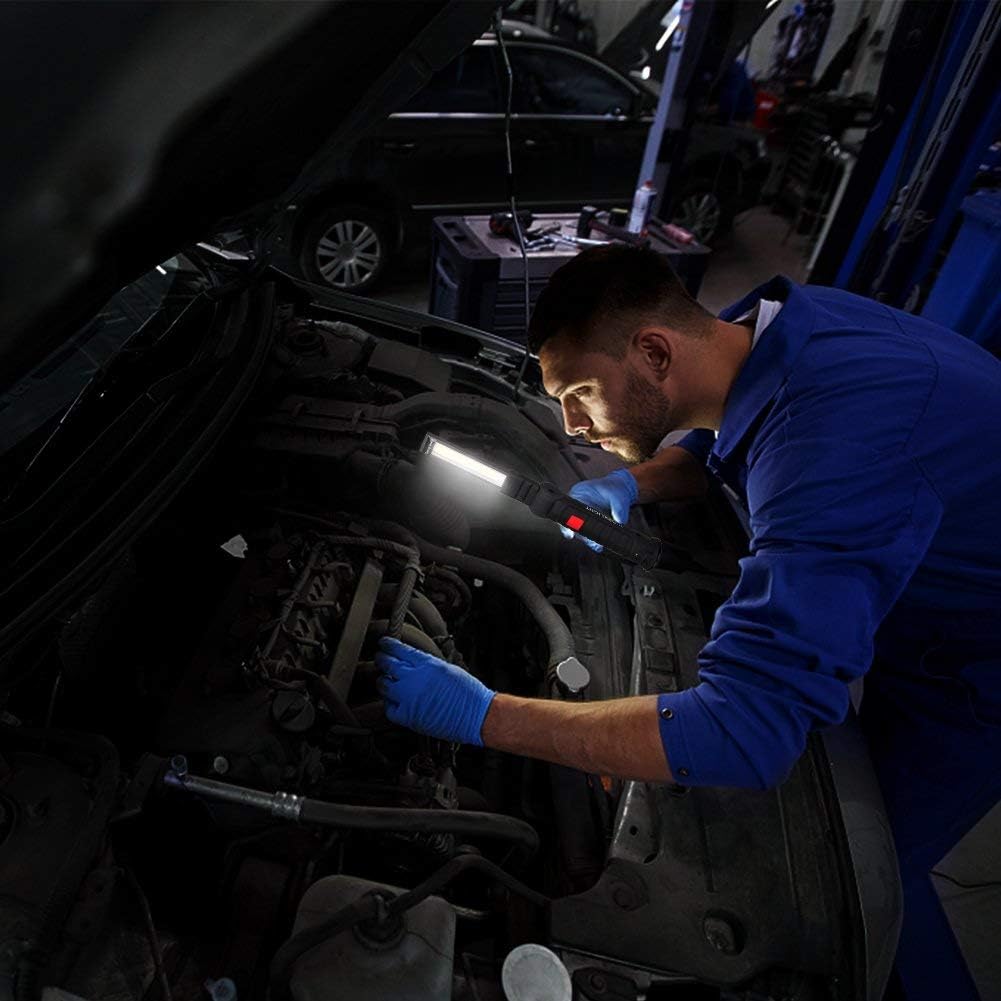 LED Work Light Rechargeable, OTYTY Portable Work Lights with Magnetic Base, 5 Modes, Hanging Hook and Water-Resistant Magnetic LED Light for Car Repair, Emergency Use (2 Pack)