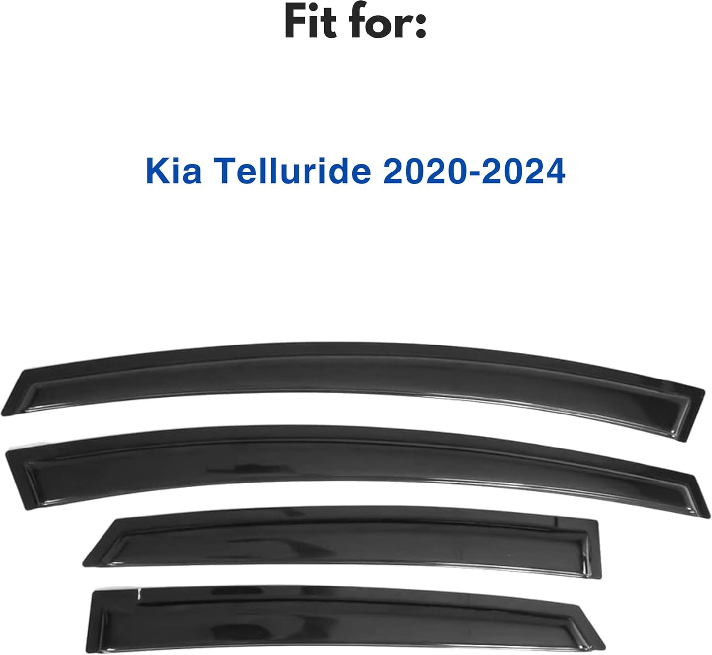 KPY Window Visor Compatible with Kia Telluride 2020-2025, 4PC Rain Guard Side Window Vent Deflectors Tape-On Style, 2020 2021 2022 2023 2024 2025