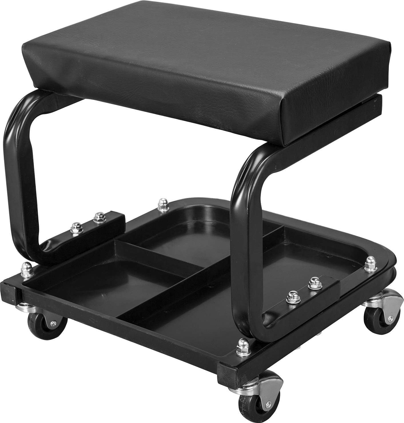 Torin ATR6300B-1 Rolling Creeper Garage/Shop Seat: Padded Mechanic Stool with Tool Tray Storage, Black