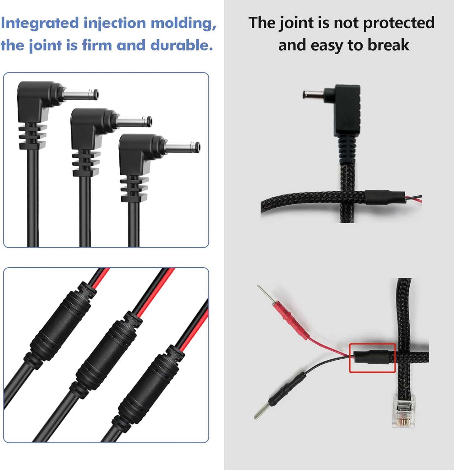 Radar Detector Hardwire Power Cord, Rearview Mirror Plug Cable, with Inline Fuse Holder,Suitable for Uniden Escort Beltronics Valentine One Cobra Whistler Radar Detector,3-Piece Set,9.8'' (DC3.5)