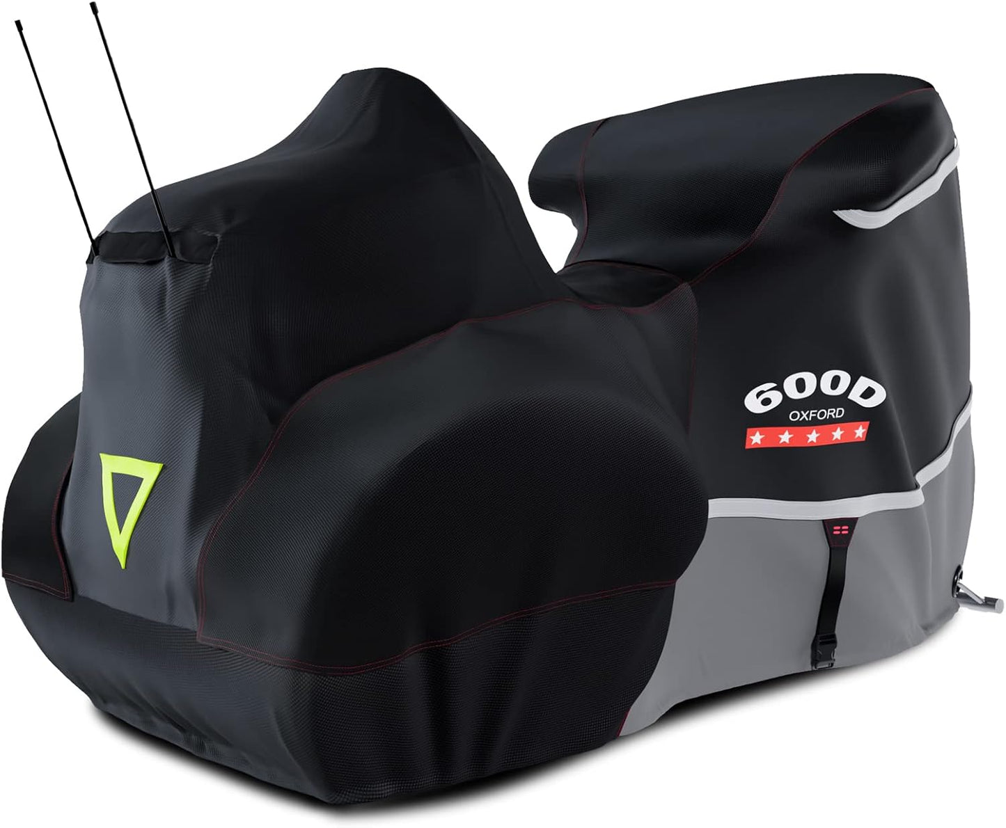 Rosefray Motorcycle Cover with Side+Top Box Heavy Duty 600D Waterproof for Touring Models Harley Davidson Ultra Limited,Road Glide Limited, Gold Wing,Road Master,Indoor & Outdoor Storage Gray