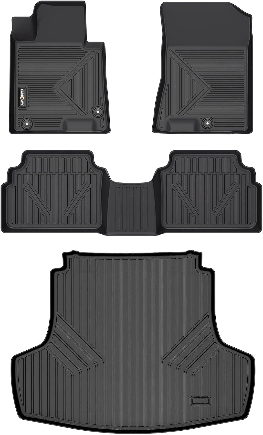 GINOWY- Floor Mats & Cargo Liner for Kia K5 2021-2024 2025 (Only FWD Models) for Hyundai Sonata 2020-2025, TPE All Weather 2024 K5 Car Mats, 2024 Sonata Trunk Mat Non-Slip Durable Black