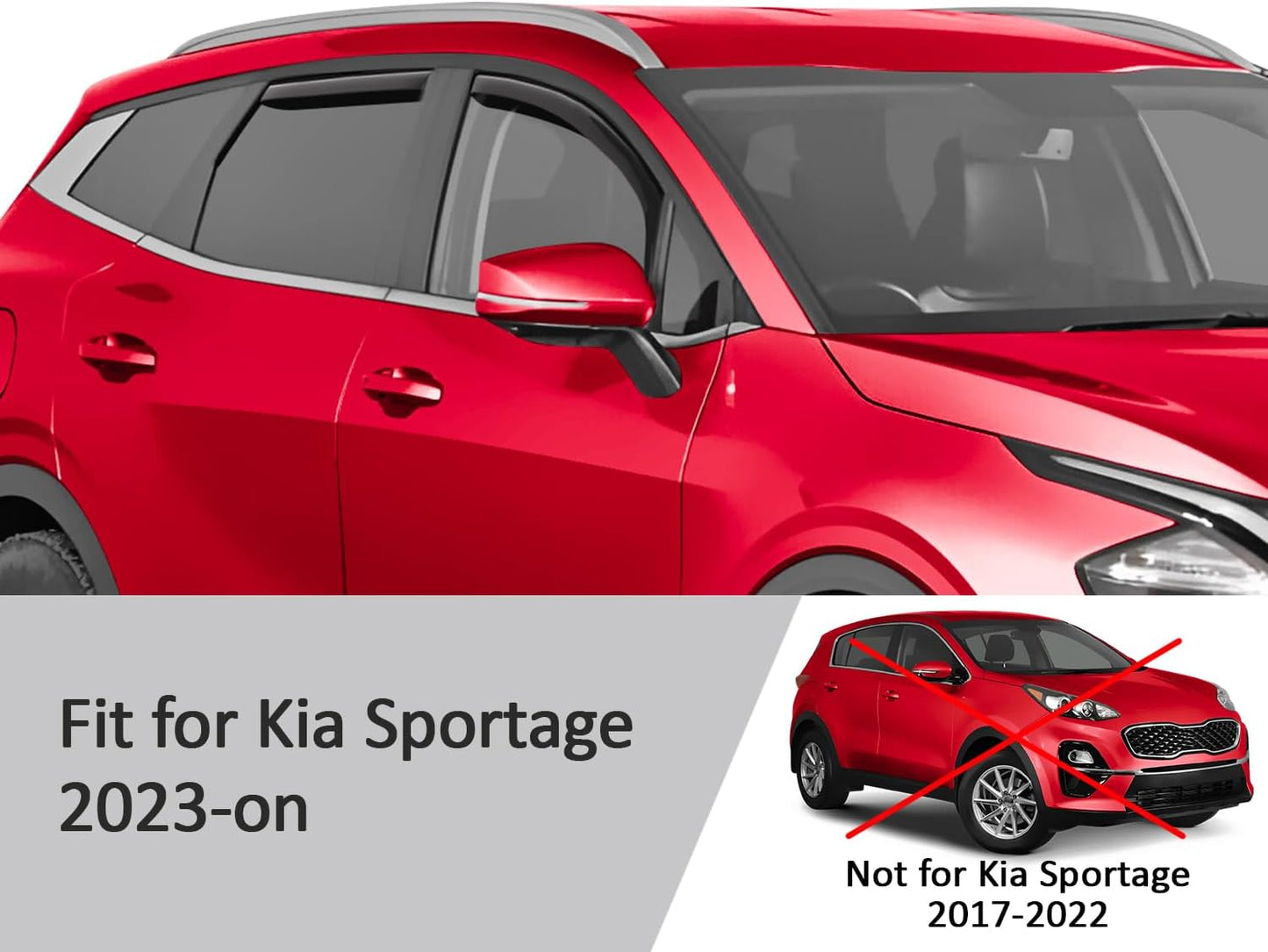 Voron Glass in-Channel Extra Durable Rain Guards for Kia Sportage 2023-2025, Window Deflectors, Vent Window Visors, 4 Pieces - 200816