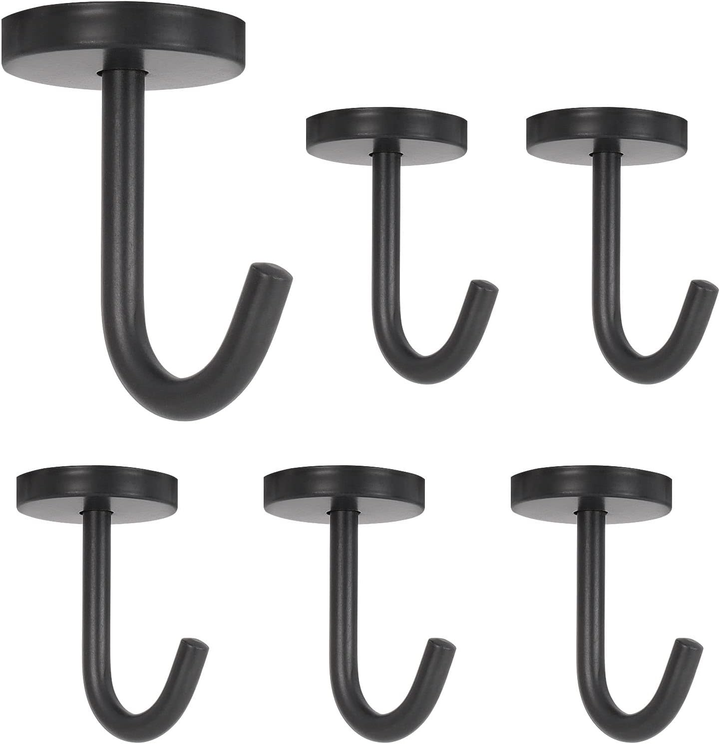 NearMoon Coat Hooks, Wall Hooks for Hanging Hat Hurse Robe, 304 Stainless Steel Heavy Duty Towel Hangers for Bathroom Livingroom Kitchen-Ceiling Hook, 6 Pack (2 Inch, Matte Black)