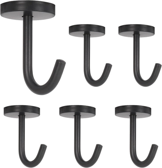 NearMoon Coat Hooks, Wall Hooks for Hanging Hat Hurse Robe, 304 Stainless Steel Heavy Duty Towel Hangers for Bathroom Livingroom Kitchen-Ceiling Hook, 6 Pack (2 Inch, Matte Black)