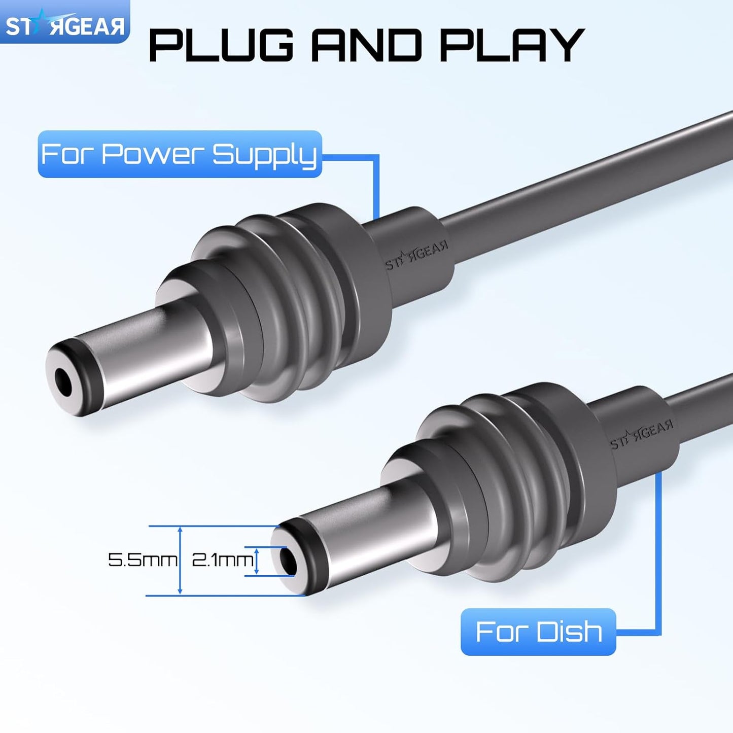 Starlink Mini Cable 16.4FT, Starlink Mini Accessories 20AWG Replacement Starlink DC Power Cable, Power Cord Outdoor