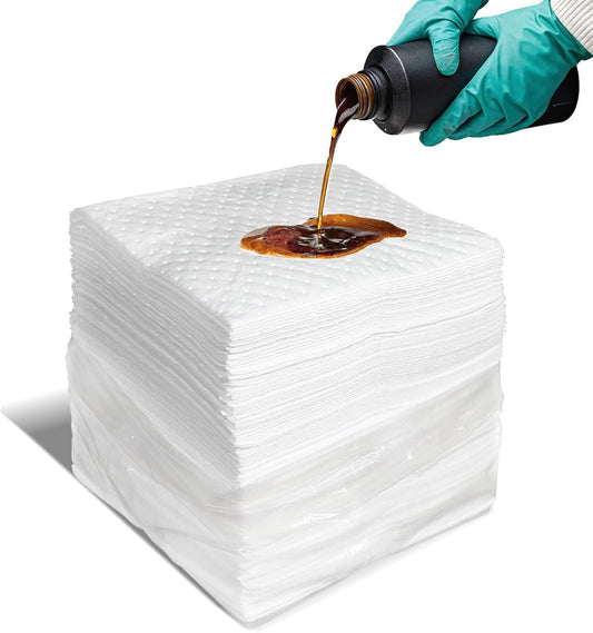 Smaafit Oil Absorbent Pads Heavyweight Dimpled Pad Garage Accessories, Oil-Only Absorbent Mat Pad for Absorbing Protecting Home Garage Basement, 30 Gal Total (100 Pcs, White, 17.5 x13.5 Inch)