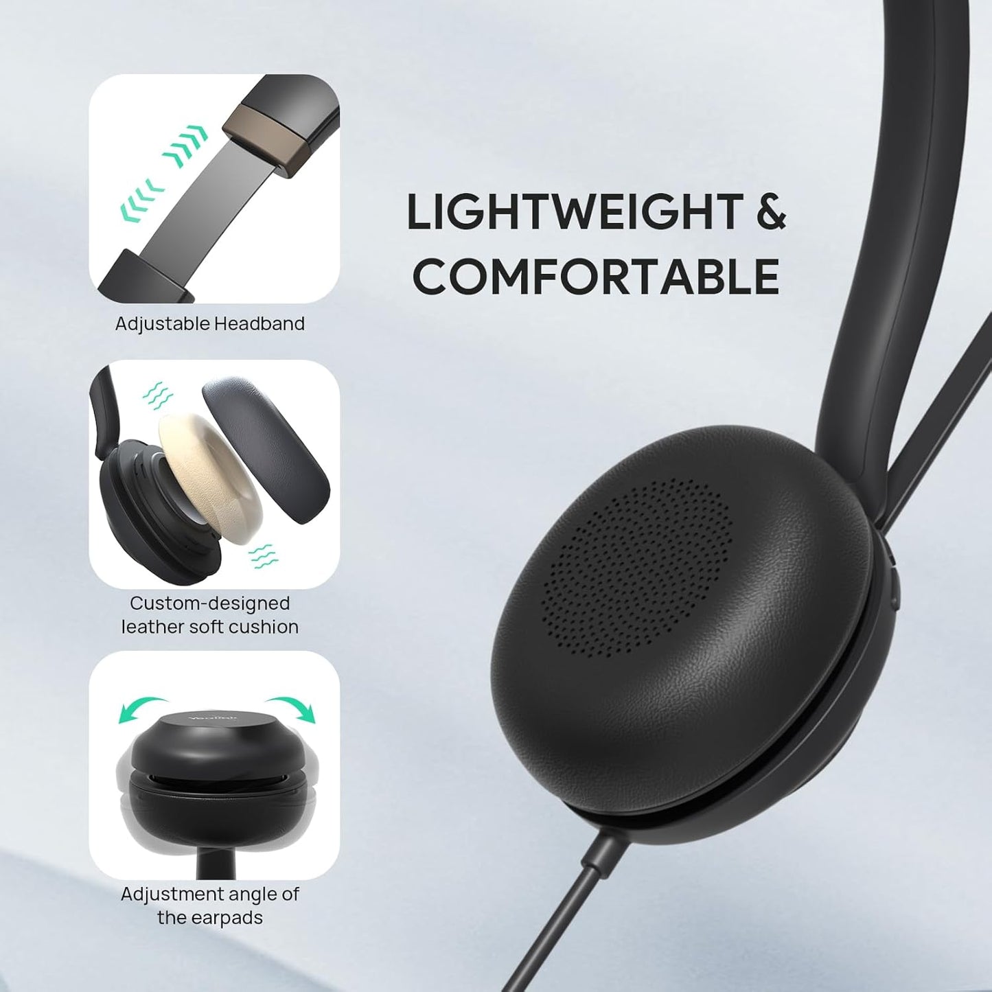 Yealink USB Wired Mono Headset,UH37 Computer Headset with Noise Cancelling Microphone,USB-A & USB-C Call Center Headset for Teams,Zoom,Computer PC Laptop