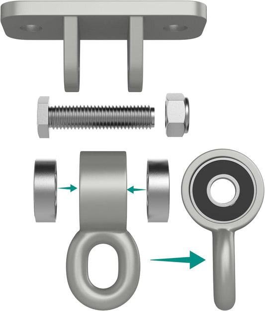 BETOOLL Swing Hangers with Bearing, Heavy Duty Porch Swing Hanging Kit for Outdoor Playground Tree Indoor Ceiling Mount Hardware Brackets Hooks for Yoga Hammock Punching Bag Accessories 2PCS Silver