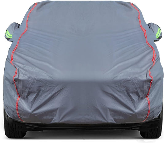 Car Cover,Fit for MPV, Breathable New Material for Sun Protection, Waterproof, UV Protection, Snow and Wind Protection, With Zipper Door, Suitable for Indoor and Outdoor Use (199"-210")C16 Gray
