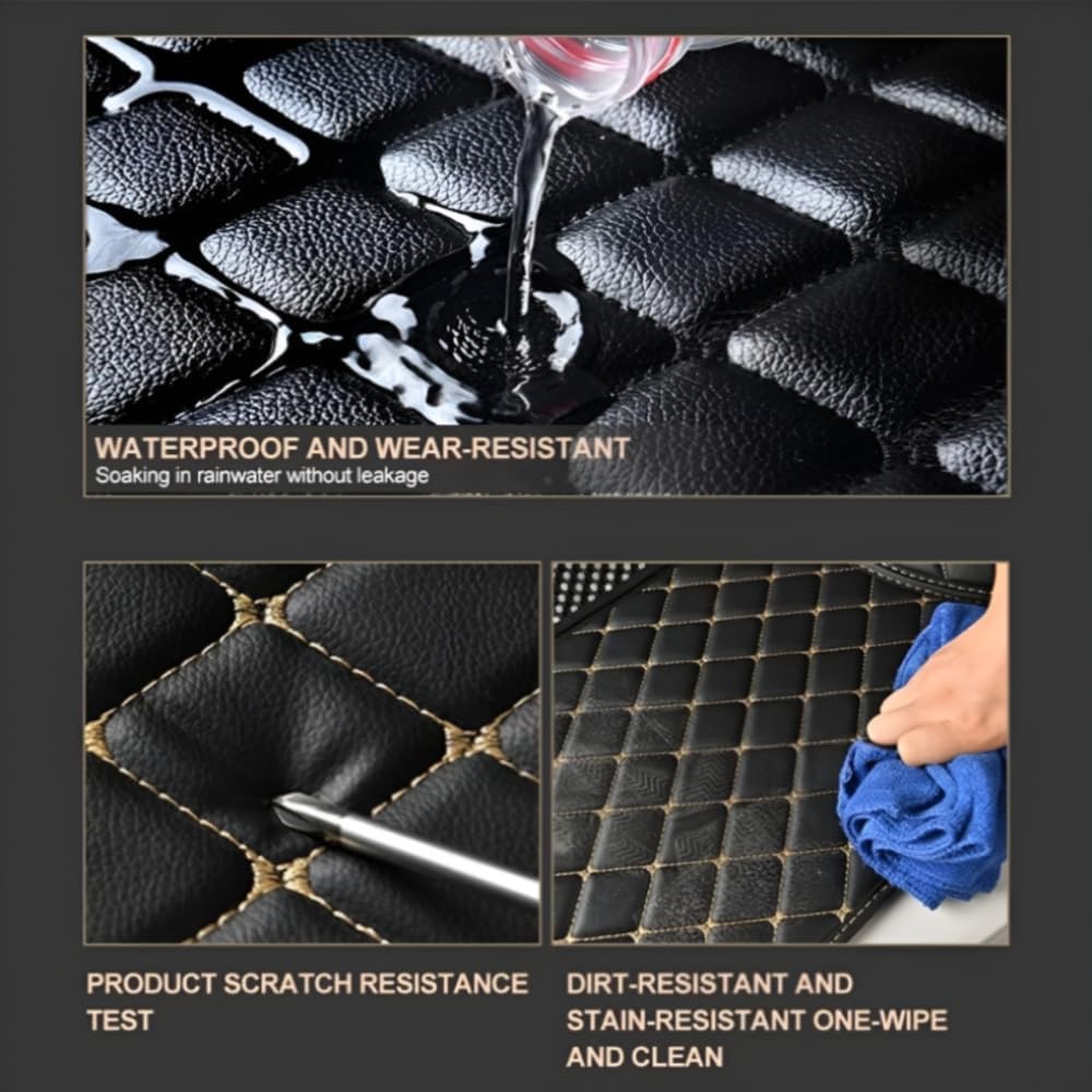 Add Personal Touch to Your Vehicle with IMEISH Customizable Logo Text Car Mats for 99% of vehiclesPads Protection Non-Slip Leather Floor Liners (Black)