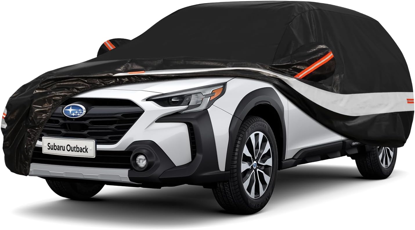 10 Layers SUV Car Cover Custom Fit for Subaru Outback (1994-2024),Waterproof All Weather for Automobiles, Outdoor Full Cover Sun UV Rain Protection with Cotton.Black