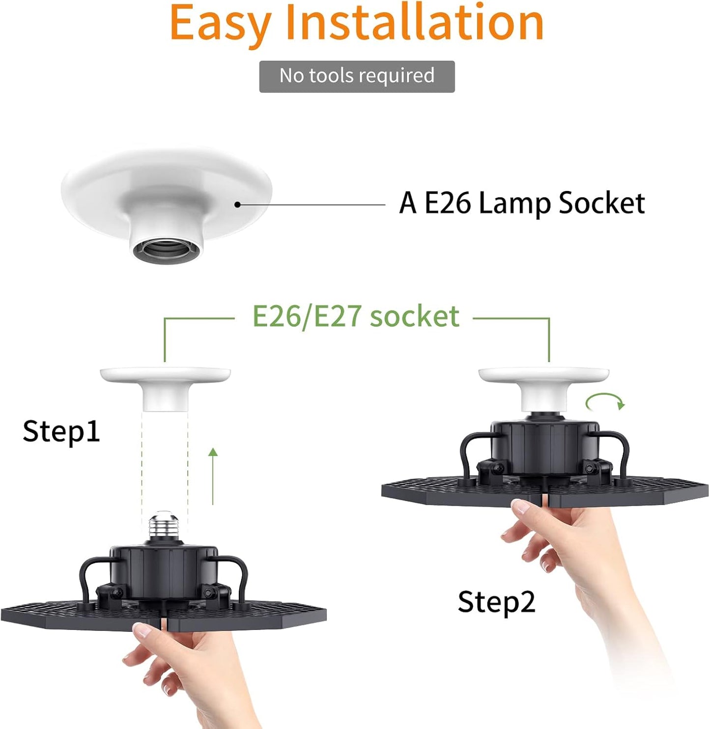 LED Garage Lights, 140W 18500 Lumens Garage Ceiling Lighting, 6000K Daylight with Deformable Three Panels Garage Light Fixture E26/E27 Triple Glow LED Shop Light for Garage Basement Workshop Warehouse