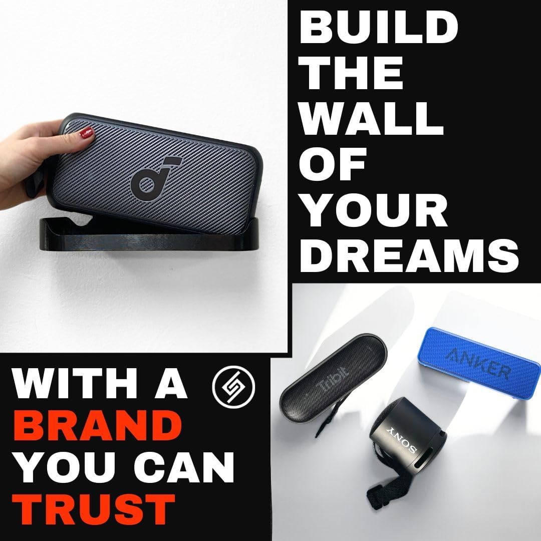 Spartan Mounts Compatible with Ultimate Ears MegaBoom 3 Bluetooth Speakers | Low Profile Wall Mount Anywhere Design for Home, Office, Studio, Garage, Dorm, Patio, Auto, Boat, Golf Cart | Made in USA