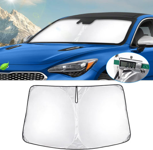 T TGBROS Windshield Sun Shade Custom Fit for 2018–2023 Kia Stinger Accessories Foldable Sun Shield Reflective Polyester Sun Visor Cover Block Heat and Sun Protection