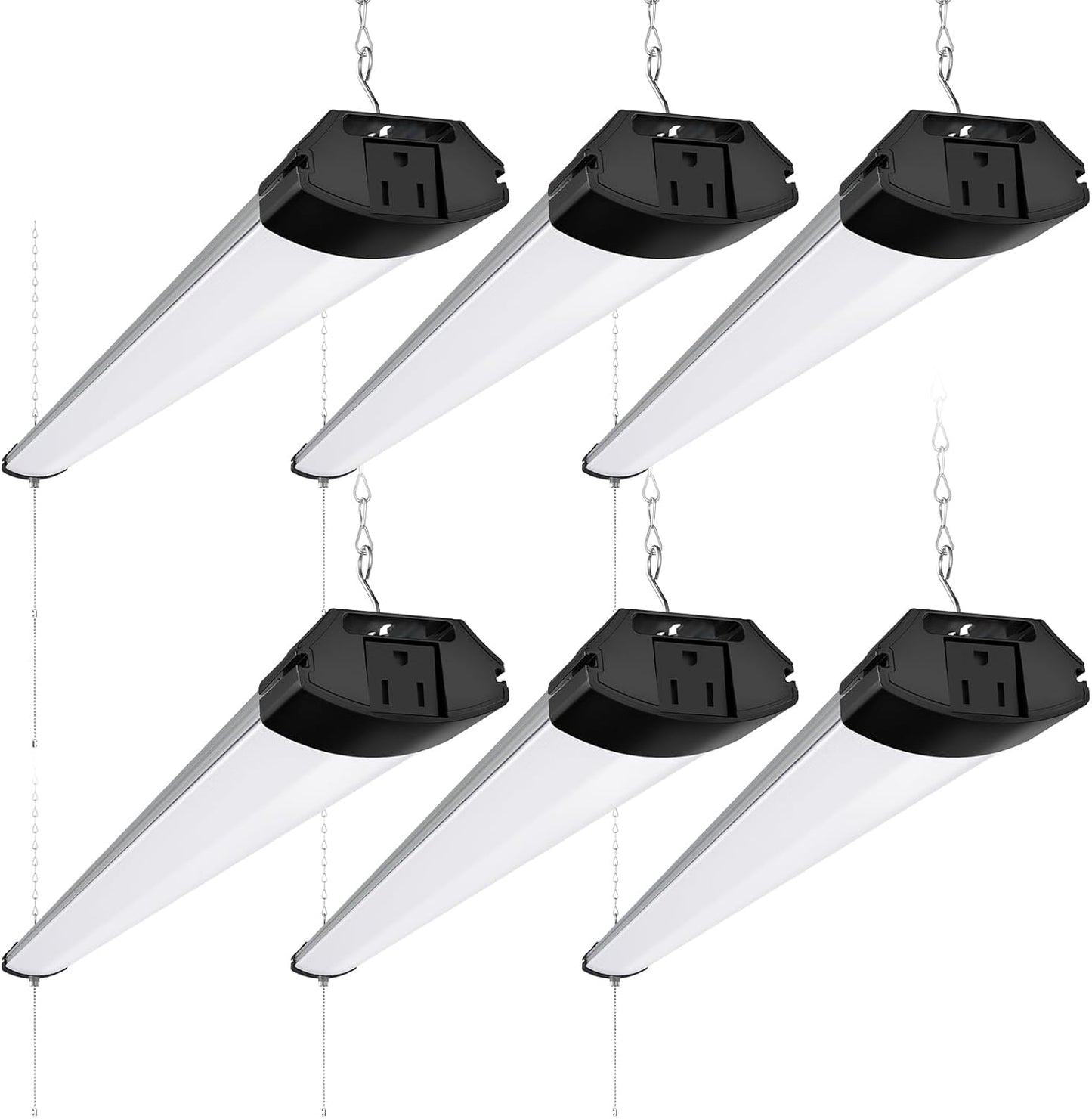 Barrina BS84 LED Shop Lights for Workshop 4FT, 84W, 10000LM, 6500K Utility Shop Lights, Pull Chain ON/Off, Hanging or Flush Mount, ETL, 6 Packs