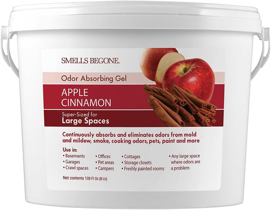 SMELLS BEGONE 1-Gallon Odor Absorber Gel - Air Freshener & Odor Eliminator for Homes, Garages & Commercial Buildings - Industrial Size - Apple Cinnamon Scent
