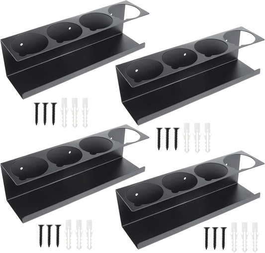 RealPlus Aerosol Spray Can Holder Rack Organizer, 4 Can Spray Bottle Holder Heavy-Duty Steel Wall Mounted for Garage and Workspace, Pack of 4