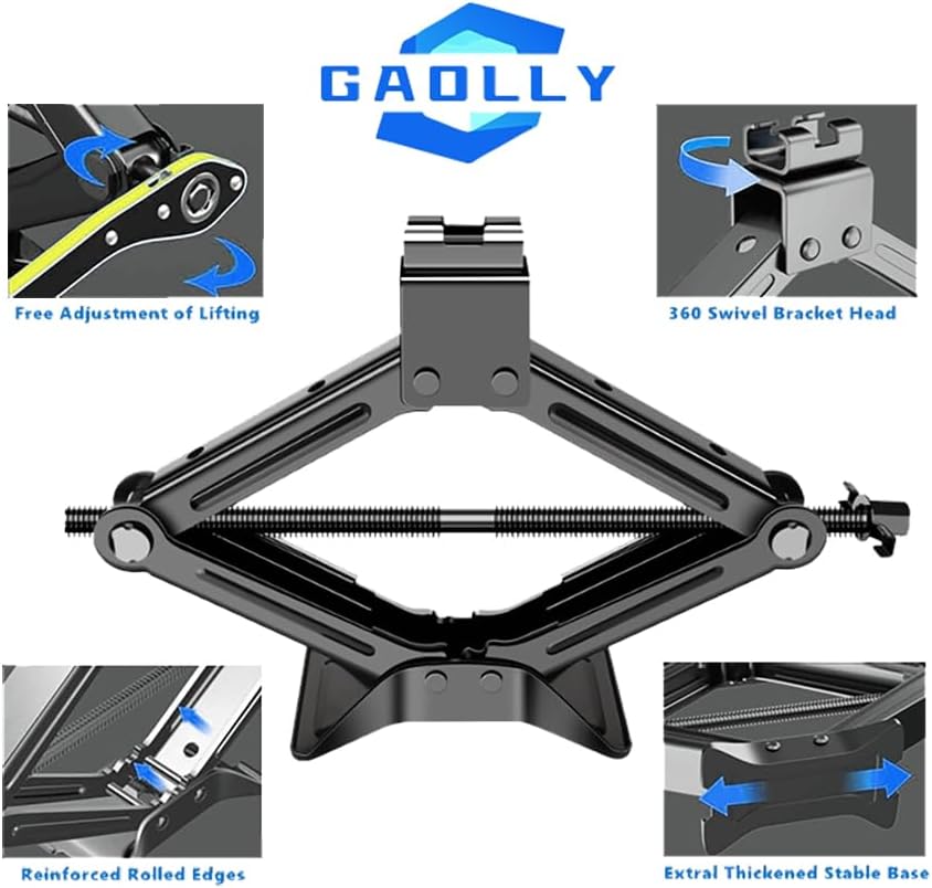 Scissor Jack - 2 Ton (4409 lbs) Car Emergency Kit with Lug Wrench, Tire Changing Kit for Sedan, Coupe, SUV, MPV