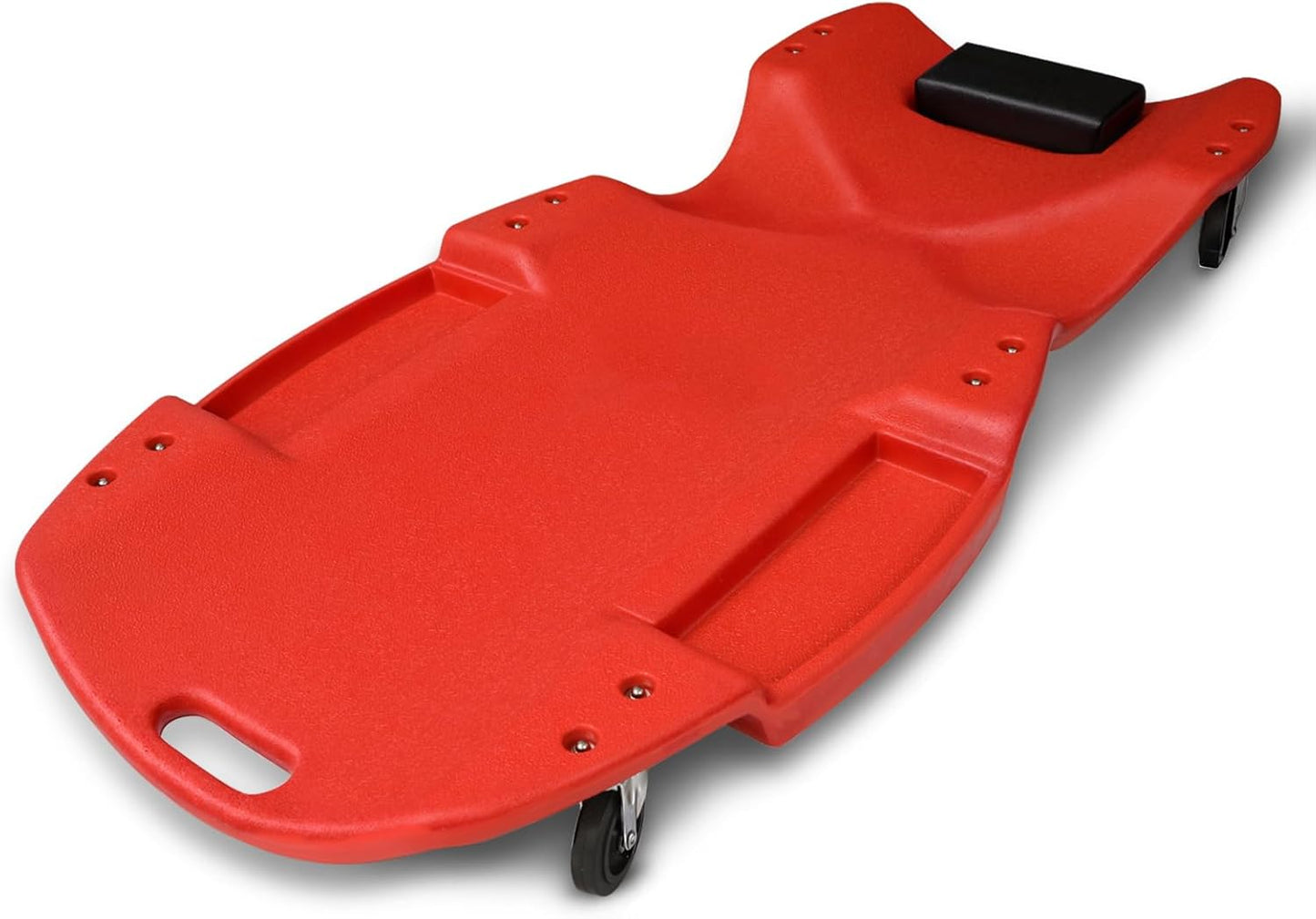 Magshion Rolling Garage Creeper with Padded Headrest, Shop Creeper 46.5" Mechanic Cart with Double Tool Tray and 6 Casters, Lightweight Floor Creeper Automotive Creeper - 440 lbs Capacity (Red)