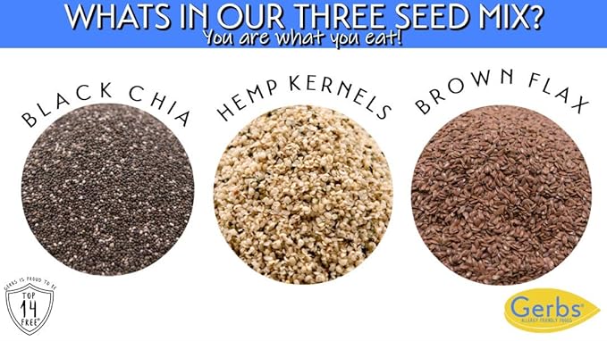GERBS Super 3 Seed Snack Mix 4 LBS. Premium Grade | Top 14 Food Allergy Free | Resealable Bulk Bag | Made in USA | Raw Flax, Chia, Hemp Seed Trail Mix | Gluten Peanut Tree Nut Free
