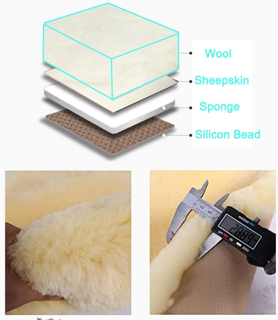 Fluffy Genuine Australia Sheepskin Car Seat Cover for Auto Interior Accessories with Soft Fuzzy Wool Eco-Friendly Natural Fur Non-Slip (White, Front 20 * 20inchs)