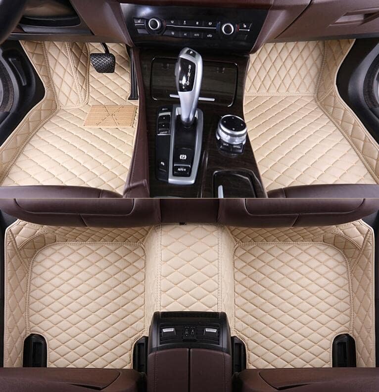 Custom All-Weather Protection Leather Car Floor Mats for Cars Sedan SUV Sports Car Waterproof Floor Mat (Beige)
