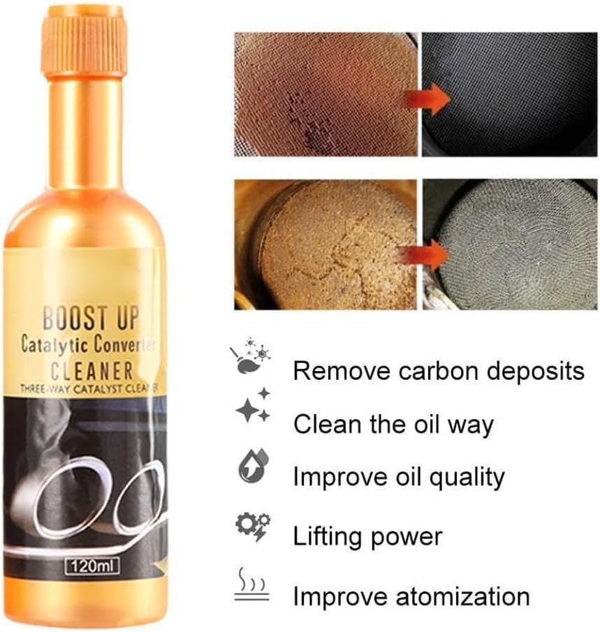 Catalytic Converter Cleaner, Auto Parts Engine Auto Parts Engine Cleaner, Pipe Carbon Removal Cleaner Treatment Additive Oil, Fuel System Treatment Oil for Gas and Diesel Car (2PCS*120ML) ﻿