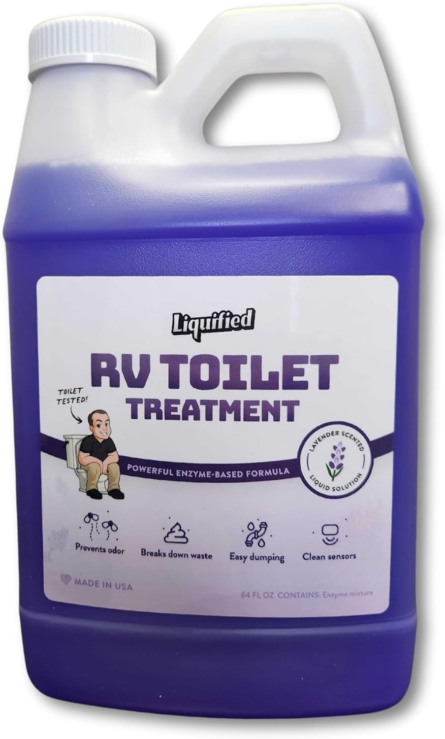 Liquified RV Toilet Treatment - Black Holding Tank Digester - Odor Eliminator - Lavender Scent - Matts RV Reviews (Lavender, 64oz)