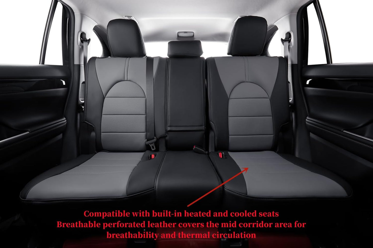 coverdream Camry Seat Covers Custom Fit for 2018-2024 Toyota Camry L LE SE SE Nightshade,Full Coverage Waterproof Leatherette Car Seat Protector (Full Set,Black/Gray)