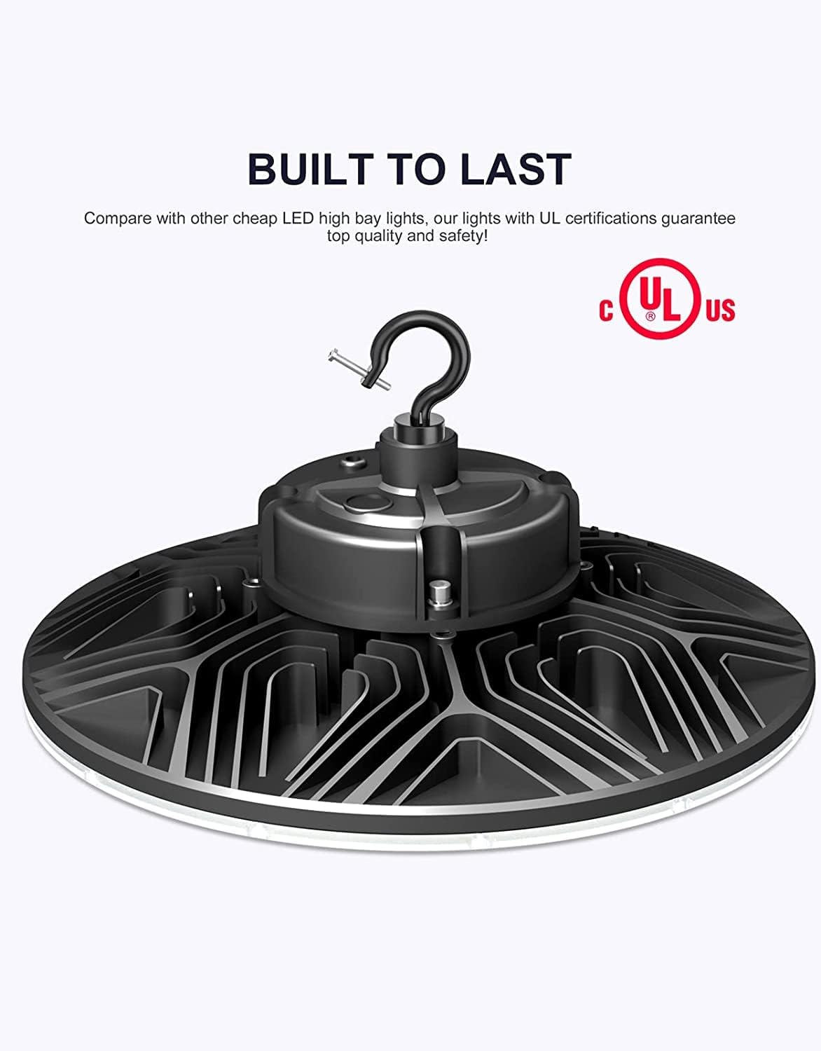 300W UFO-LED-High-Bay-Light, UL & DLC Listed 5000K Daylight 43500LM, 0-10V Dimmable LED High Bay Lights AC100-277V, IP65 Waterproof Commercial Bay Lighting Fixture for Warehouse Workshop