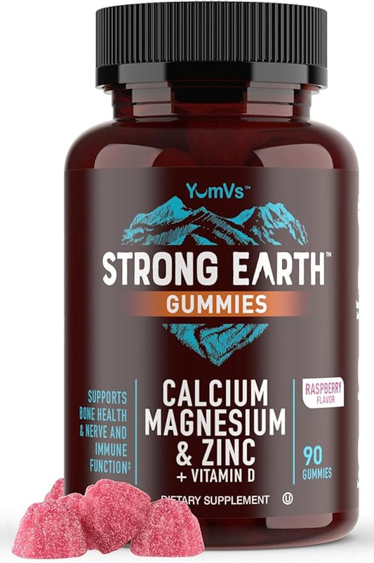 Calcium Magnesium Zinc Gummies with Vitamin D3 – Calcium Magnesium Zinc D3 Supplement Gummies Supports Bone Strength & Immune Support – Tasty Kosher Gummy Vitamins – 90 Count