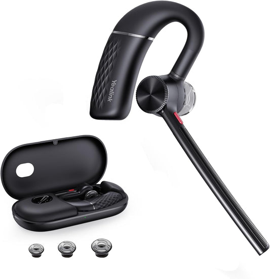 Yealink Bluetooth Headset BH71,Wireless Bluetooth Earpiece with 4 Noise Canceling Microphones,Teams&Zoom Certified,Mute Function,Connect to Cell Phone/Laptops,No Dongle