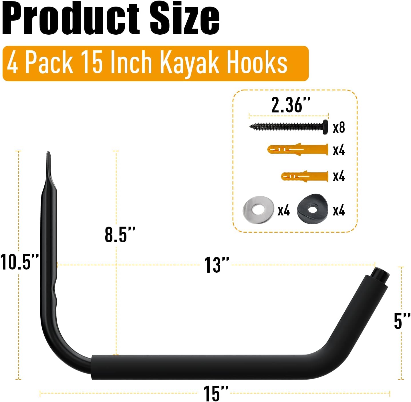 UNITEDPOWER Kayak Storage Racks, Garage Hangers, Wall Hooks for Canoe, Ladder, Bicycle, Folding Chairs, Surfboard, Snowboard, Hose and Tools, Indoor, Outdoor