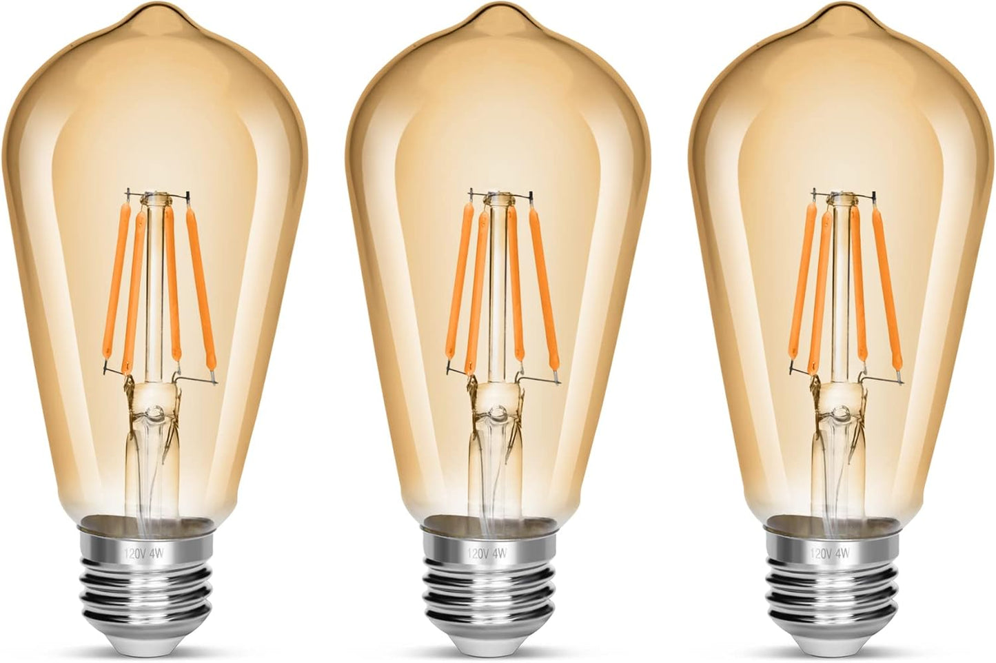 LED Edison Bulb 4W,Antique 40W Vintage Edison Bulb,E26 Light Bulb Non Dimmable Led Bulb 450 Lumens 2300K Amber Warm,Pack of 3