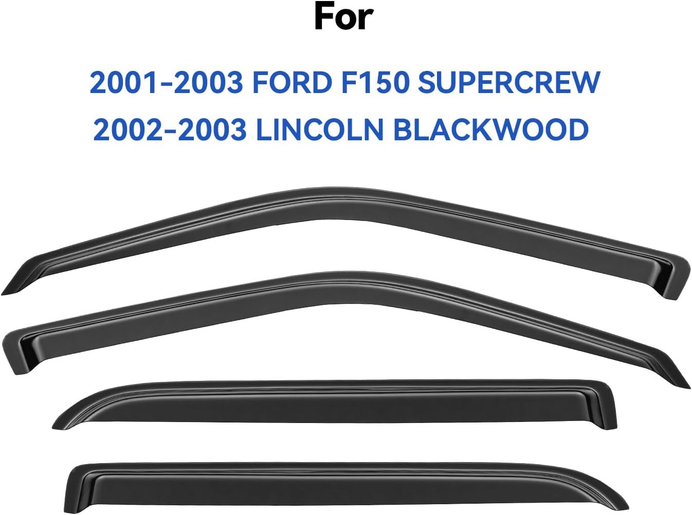 Window Visors Rain Guards for 2001 2002 2003 Ford F150 SuperCrew Cab, Out-Channel Window Vent Wind Deflectors Visors Shades for 2002 2003 Lincoln Blackwood