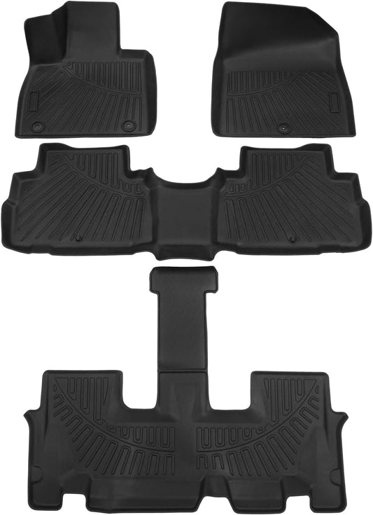 Powerty Floor Mats for 2020-2024 2025 Hyundai Palisade Accessories All Weather Floor Liner 3D TPE 1st & 2nd Row Floor Mat Heavy-Duty Floor Liners
