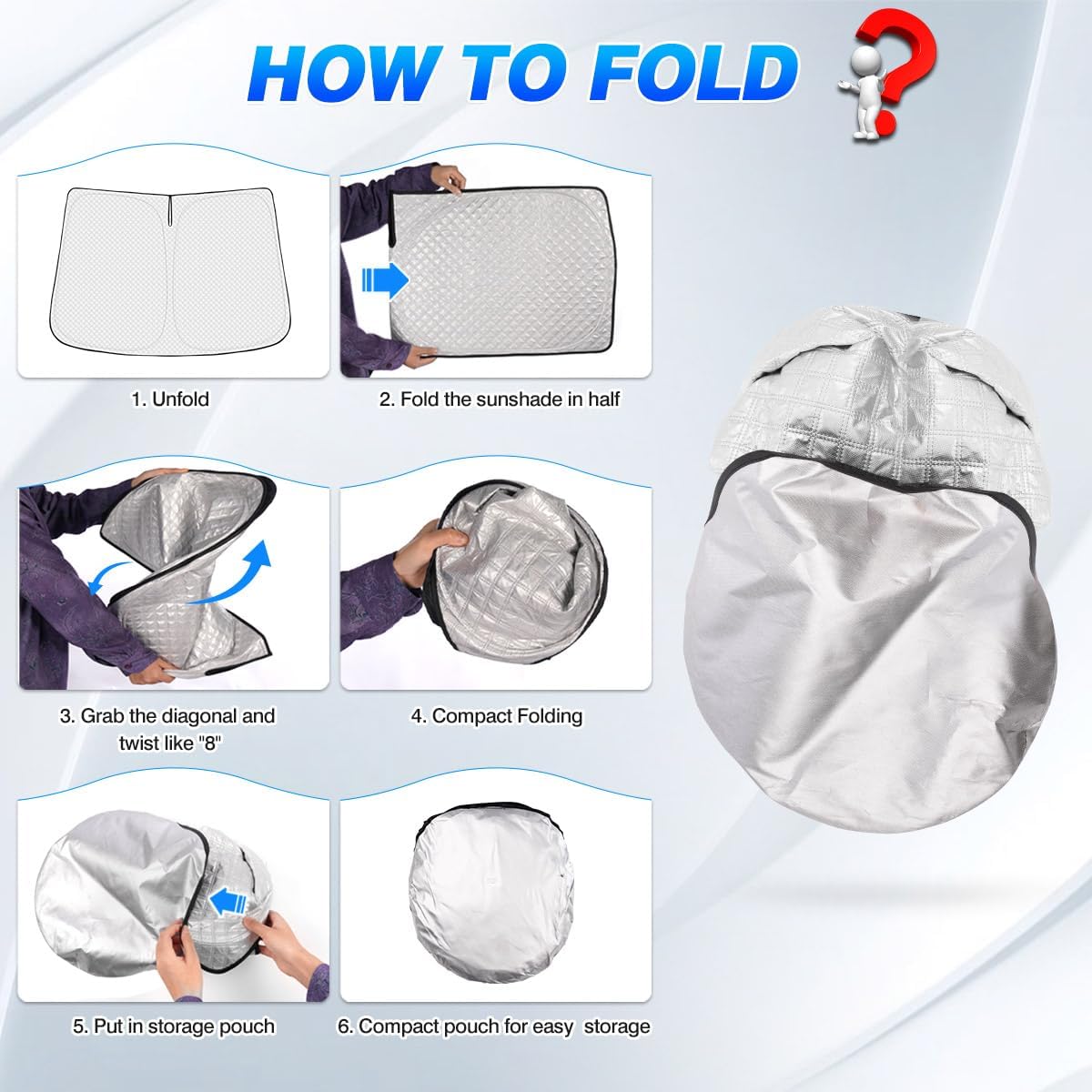 Windshield Sun Shade for 2022-2025 2026 Kia EV6 Accessories Thicken 6-Layer Front Window Sunshade Cover Sun Visor Protector Foldable Block UV Rays Keep Vehicle Cool