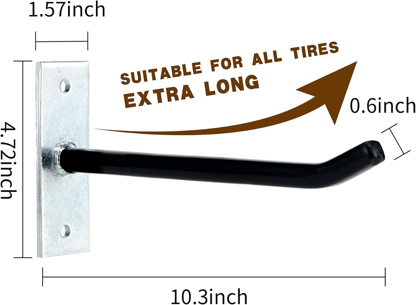 Sinoer 4PCS Garage Hooks Tire Storage System,Wall Mount Hooks with Metal Screws and Anchors - Tire/Rim Holder for Car ，Black