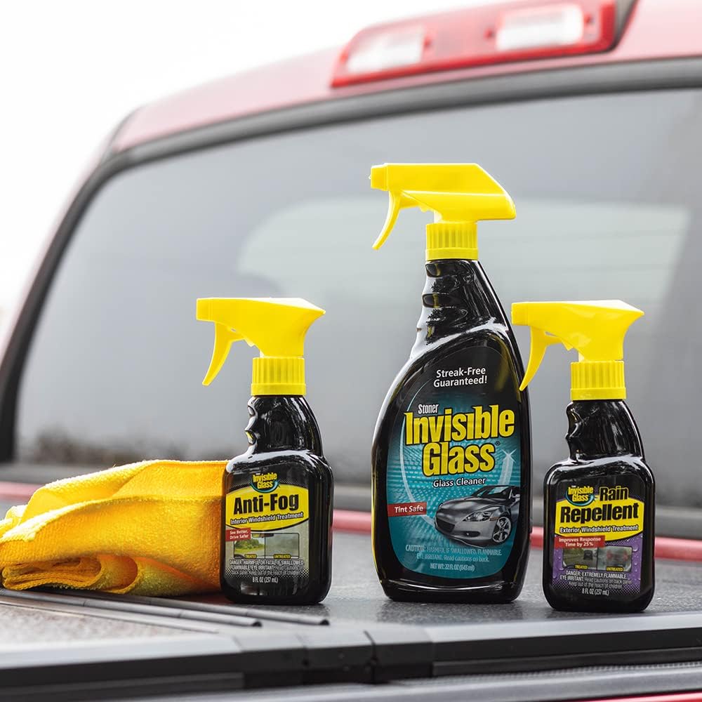 Invisible Glass 99016 5-Piece Windshield Glass Treatment Kit Includes Anti-Fog for Interior, Rain Repellent for Exterior, Premium Spray Glass Cleaner, and (2) Microfiber Cleaning Cloths