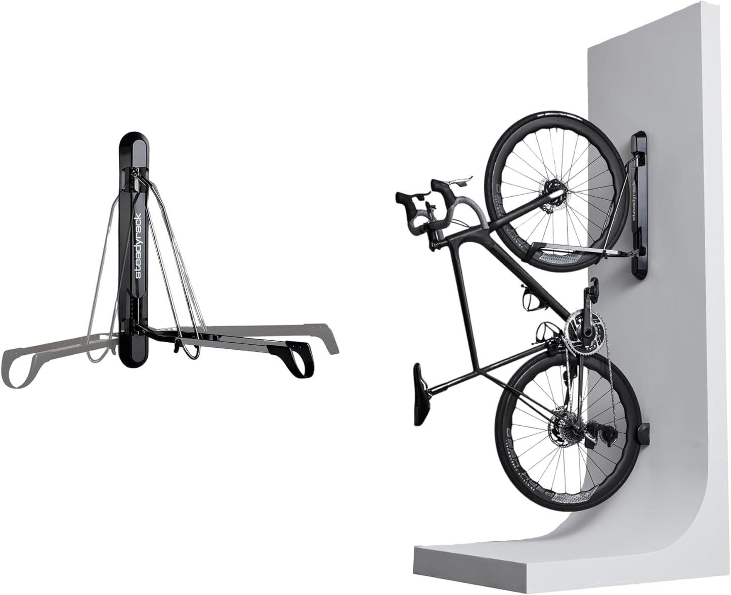 Steadyrack Bike Rack for Road Bikes - The Original Wall Mounted Vertical Bike Storage - Fits Narrow Tires - Space Saving Pivot Design - Heavy-Duty Steel Rack for Indoor Garage, Apartment or Home Use